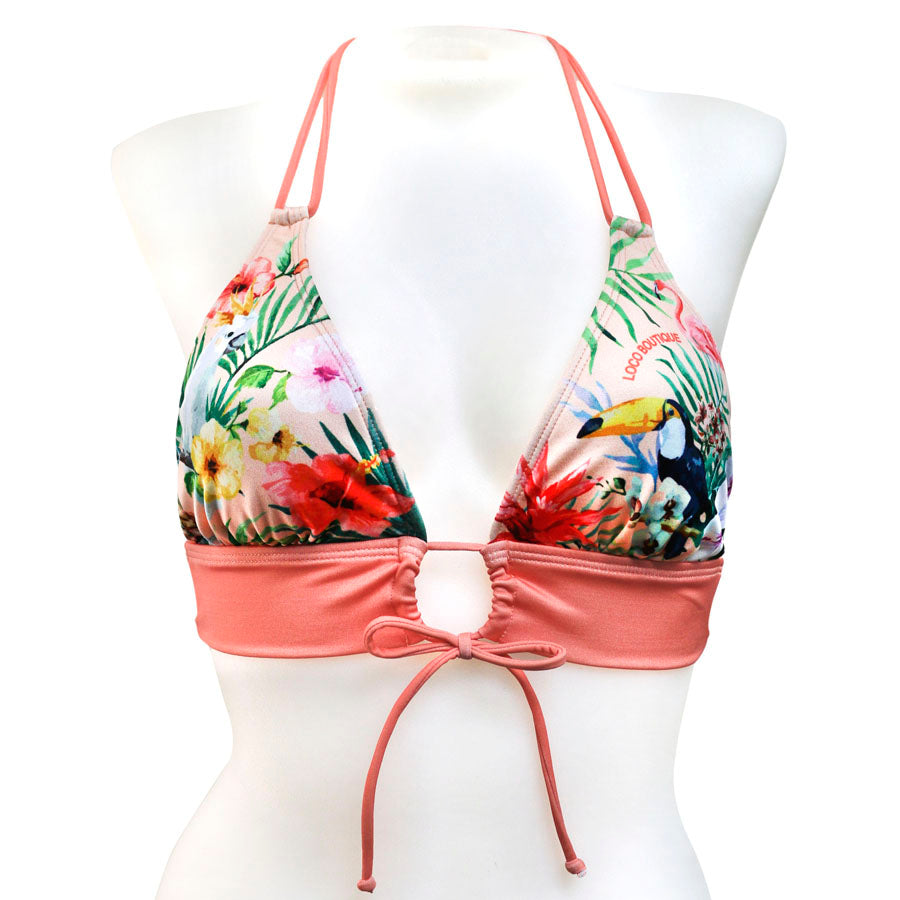 Tropical Bird Keyhole Front Banded Chest - Loco Boutique