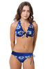 Loco Boutique Blue Hibis Long Flounce Front Underwire - Light Navy / XS
