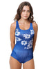Loco Boutique Blue Hibis One Piece - NAVY / XS