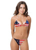 Loco Boutique Flag Cinched Back Side Ties - White / XS