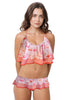 Loco Boutique Flamingo Flounce Crop Top - Orange Red / XS