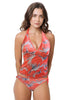 Loco Boutique Floating Palm Removable Bows Bottom - Red / M