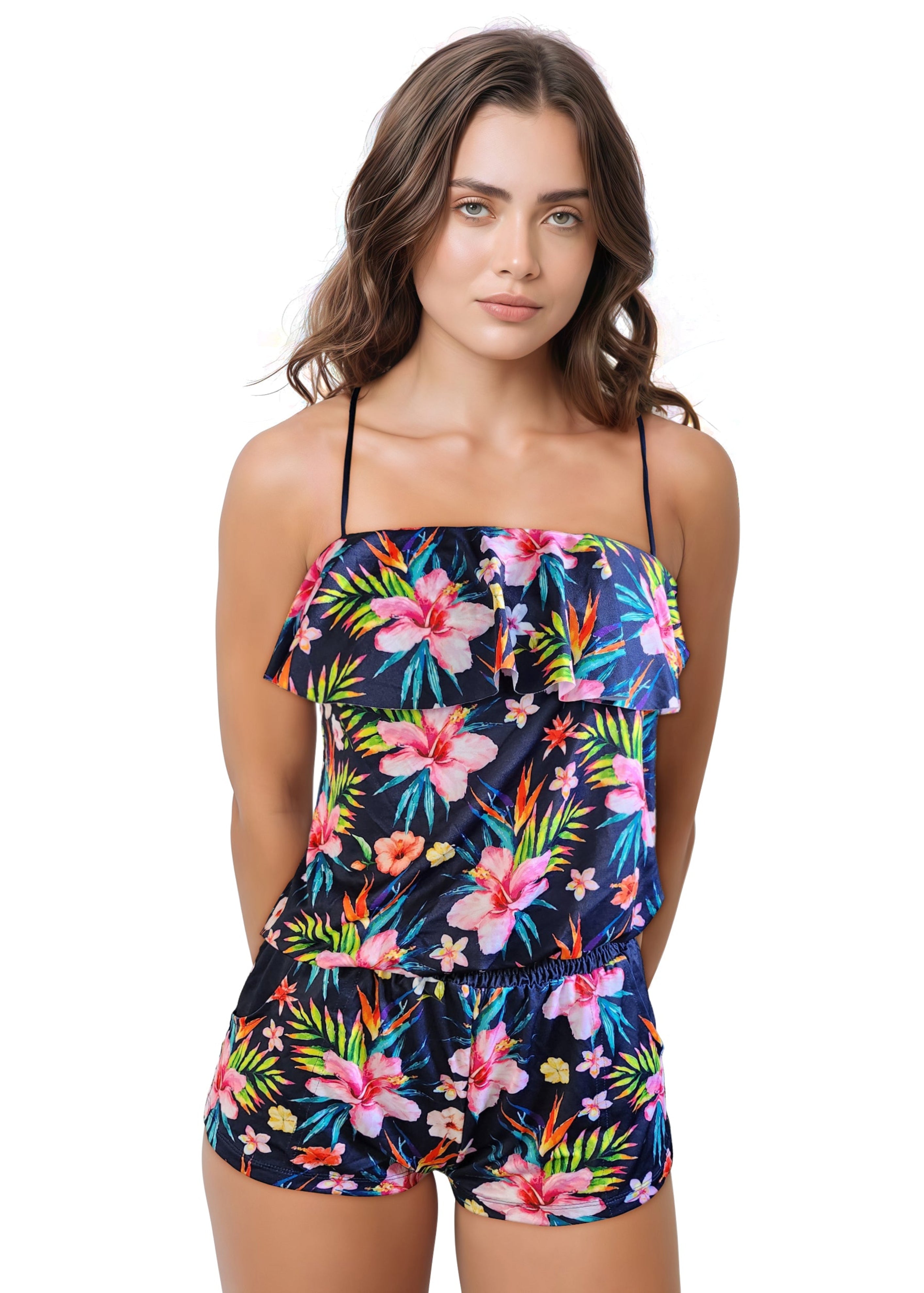 Loco Boutique Floral Flounce Front Romper