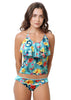 Loco Boutique Hawaiian Flower Flounce Front Tankini Top - Mint / S
