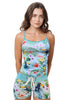 Loco Boutique Woman's Tropical Bird Cami Tankini - Mint / XS