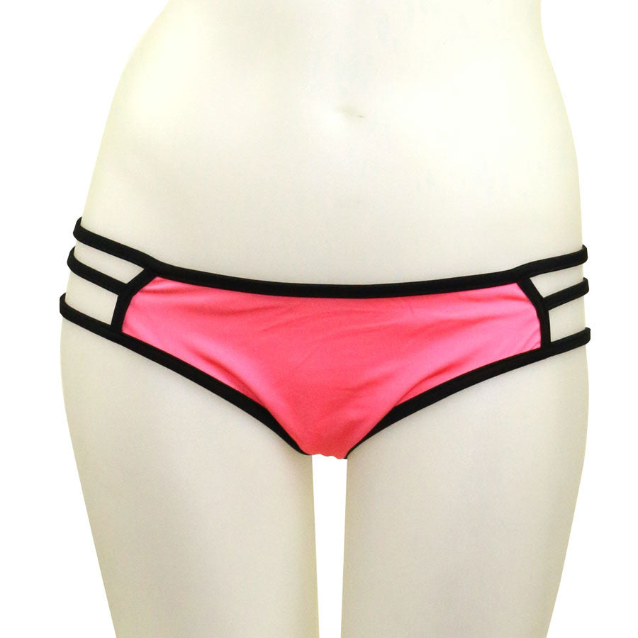 Loco Boutique Neon Black Piping Strappy Sides Bikini Bottom