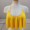 Loco Boutique Solid Logo Flounce Crop Top - GOLD YELLOW / M