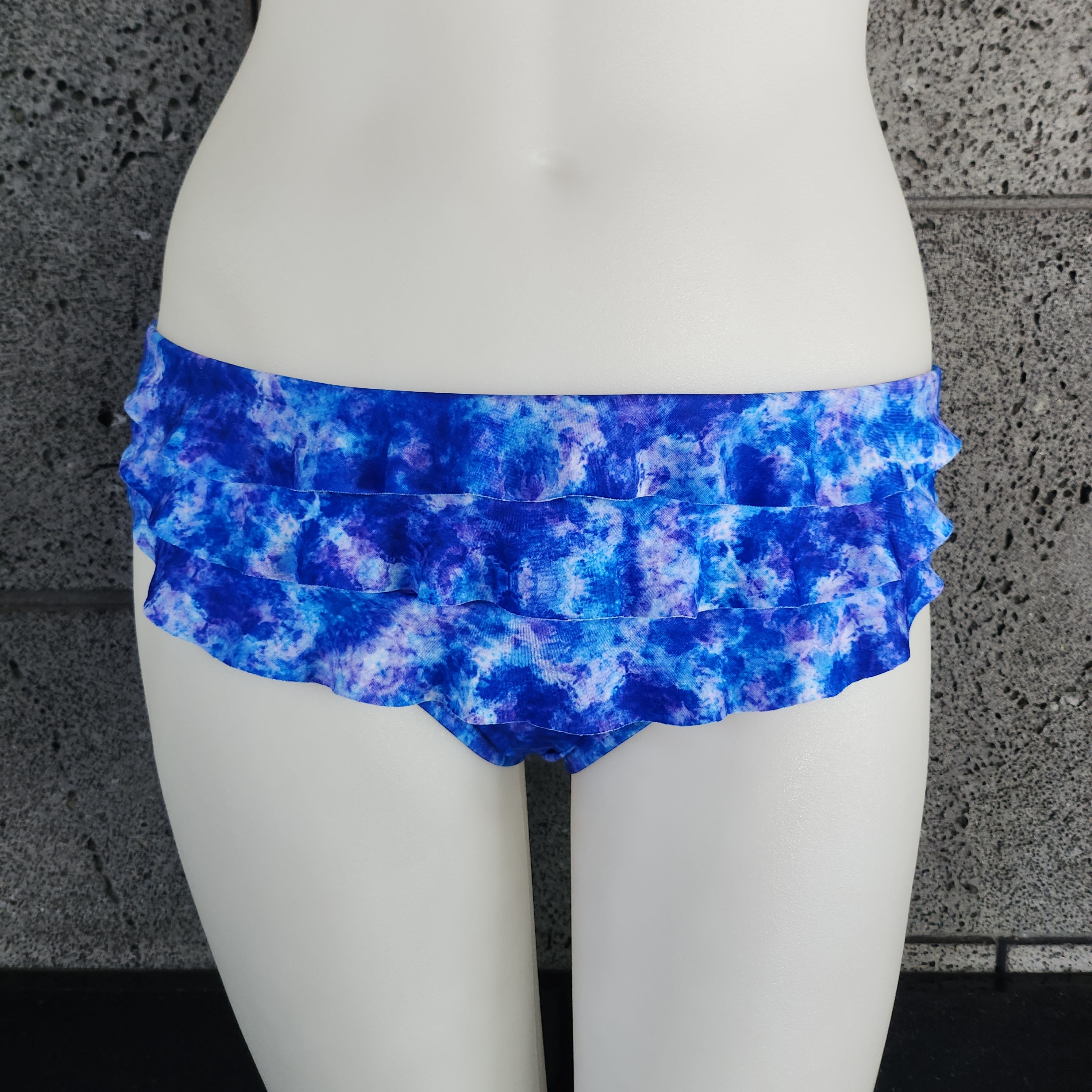 Loco Boutique Hand Dyed Fabric 3-Tier Ruffle Front Mid Rise