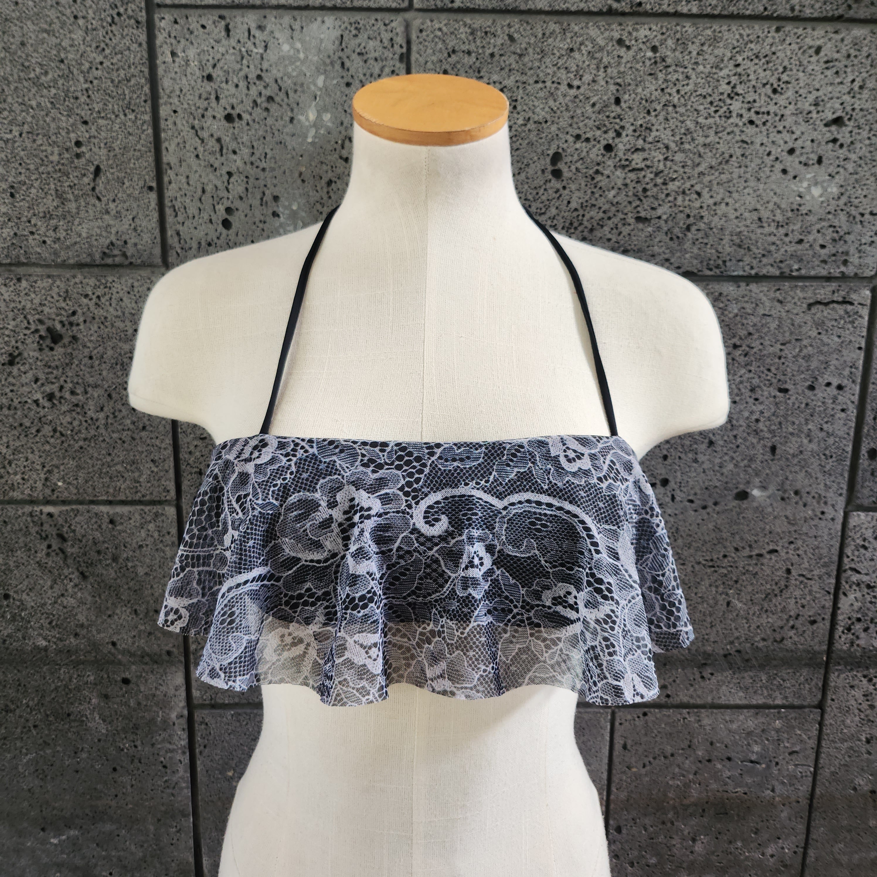 Loco Boutique Pure Lace Long Flounce Bandeau Bikini Top