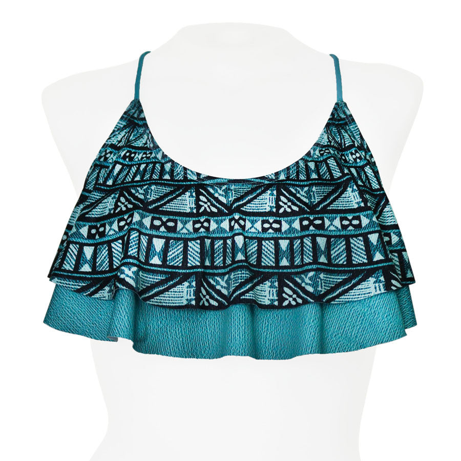 Loco Boutique Hawaiian Geo Double Flounce Crop Top