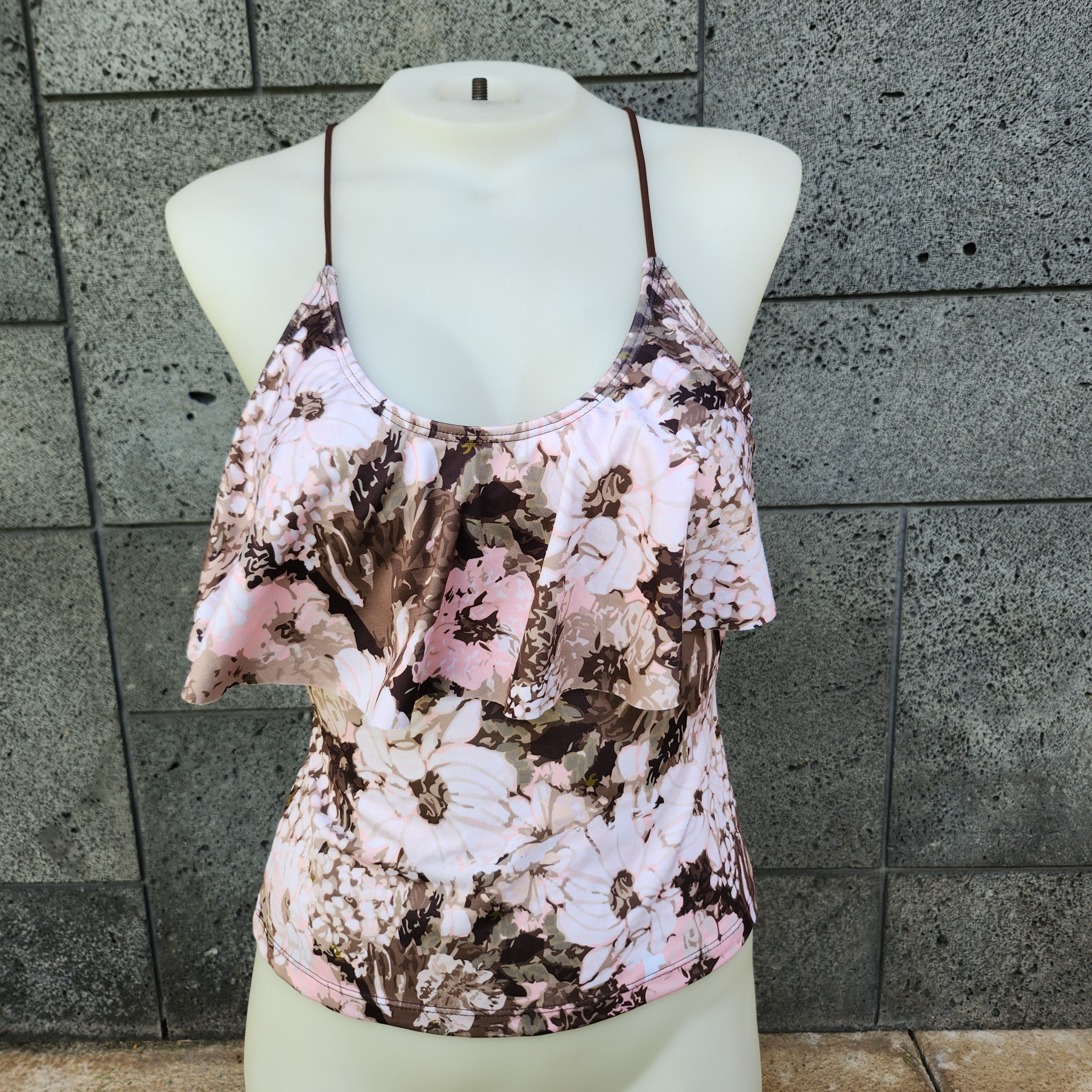 Loco Boutique Warm Flower Flounce Front Tankini