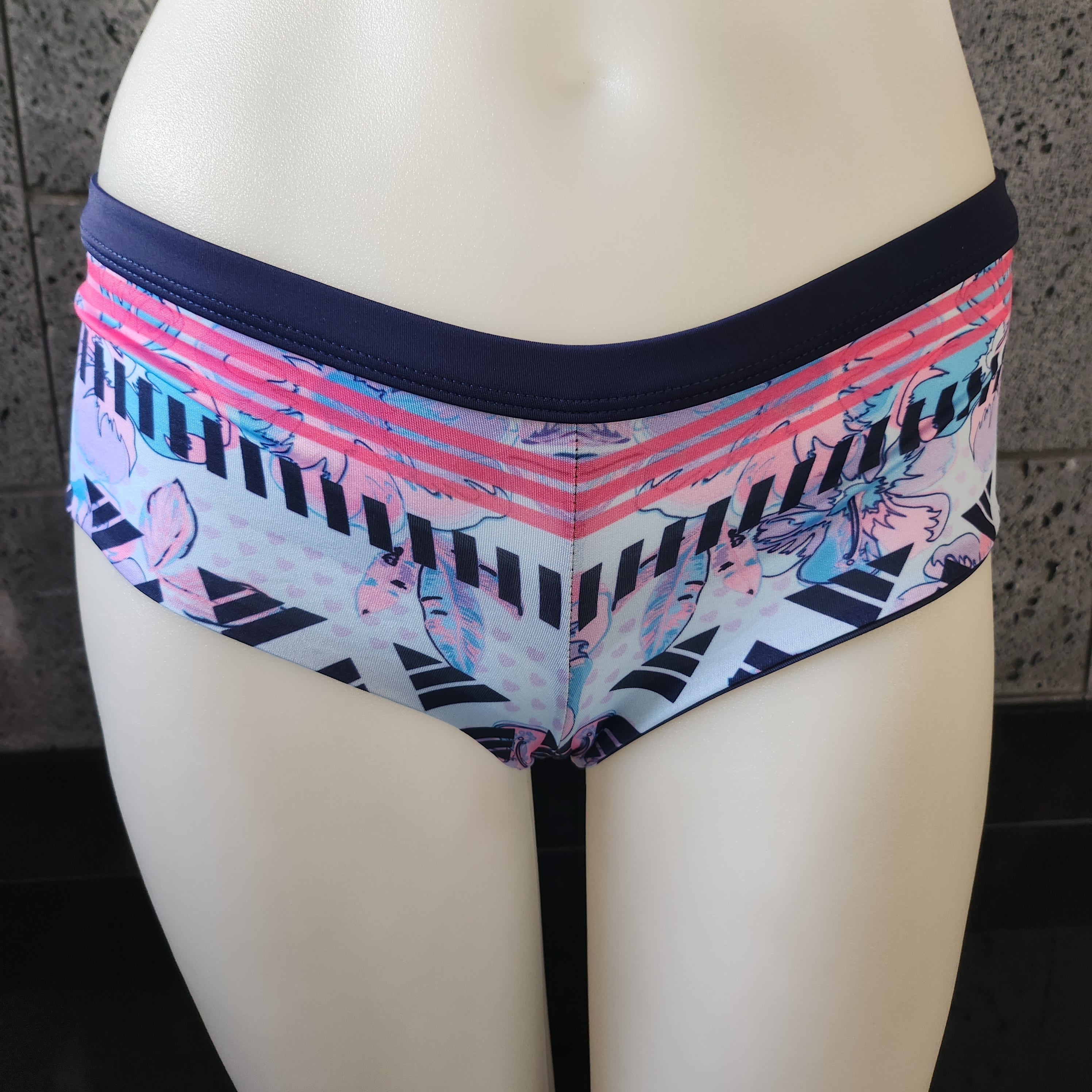 Loco Boutique Woman's Watercolor Hibis Reversible Boy Shorts