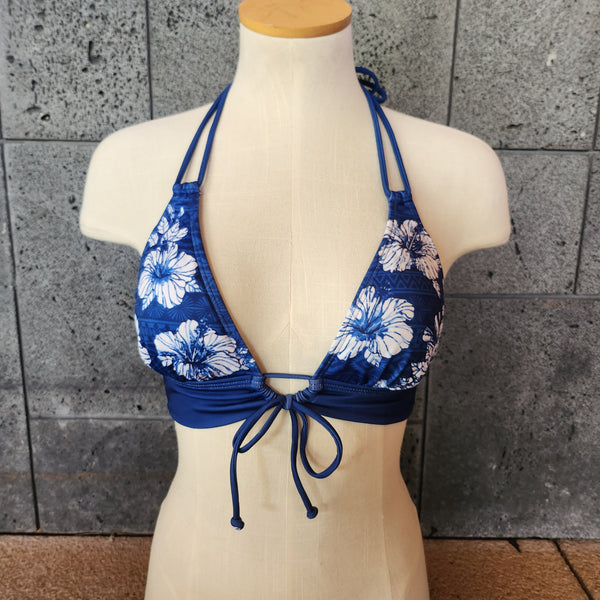 Blue Hibiscus Keyhole Bikini Top - Loco Boutique Banded Style