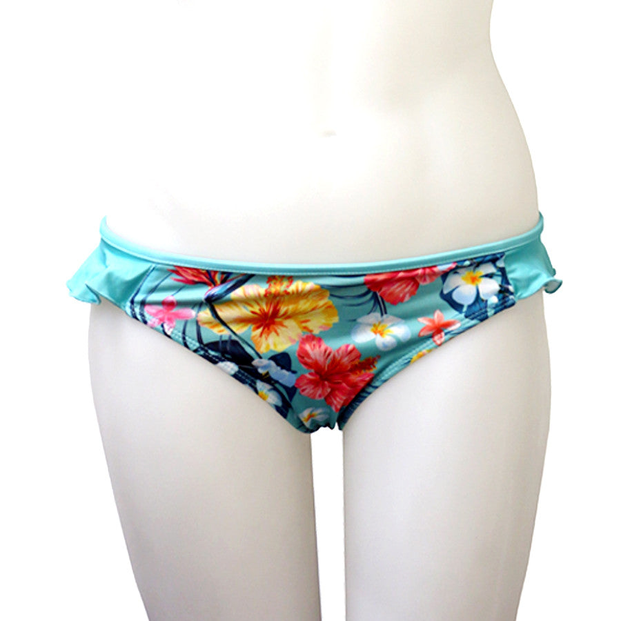 Loco Boutique Hawaiian Flower Side Ruffled Bikini Bottom