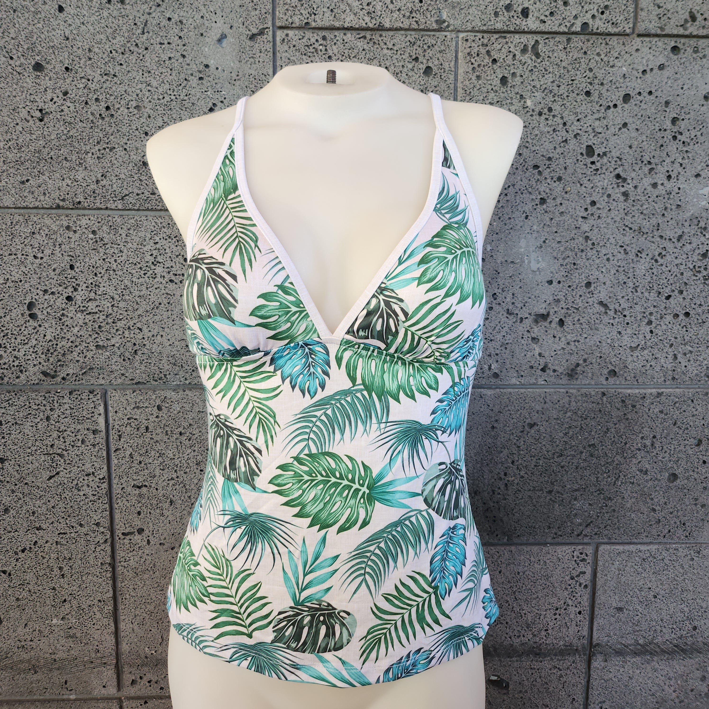 Loco Boutique Palm Leaves Halter Tankini Top