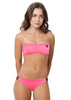 Loco Boutique Neon Black Piping Strappy Spaghetti Sides Bikini Bottom - Neon Pink / XS