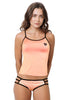 Loco Boutique Neon Black Piping Strappy Sides Bikini Bottom - Neon Salmon / XS
