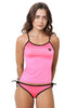 Loco Boutique Neon Black Piping Removable Bows - Neon Pink / XS