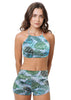 Loco Boutique Palm Leaves Roll Band Swim Shorts - Sky / S