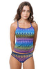 Loco Boutique Rainbow Pattern Cami Tankini - LIGHTNAVY / XS