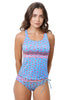 Loco Boutique Roses Reversible Tankini Top - Sky / S