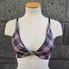 Loco Boutique Palaka Twist Plaid Twist Front Bikini Top - ASH ROSE / M