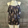 Loco Pineapples Off Shoulder Romper - BLACK / S