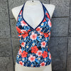 Top tankini con cuello halter y hibisco rojo de Loco Boutique - MARINA DE GUERRA / XS