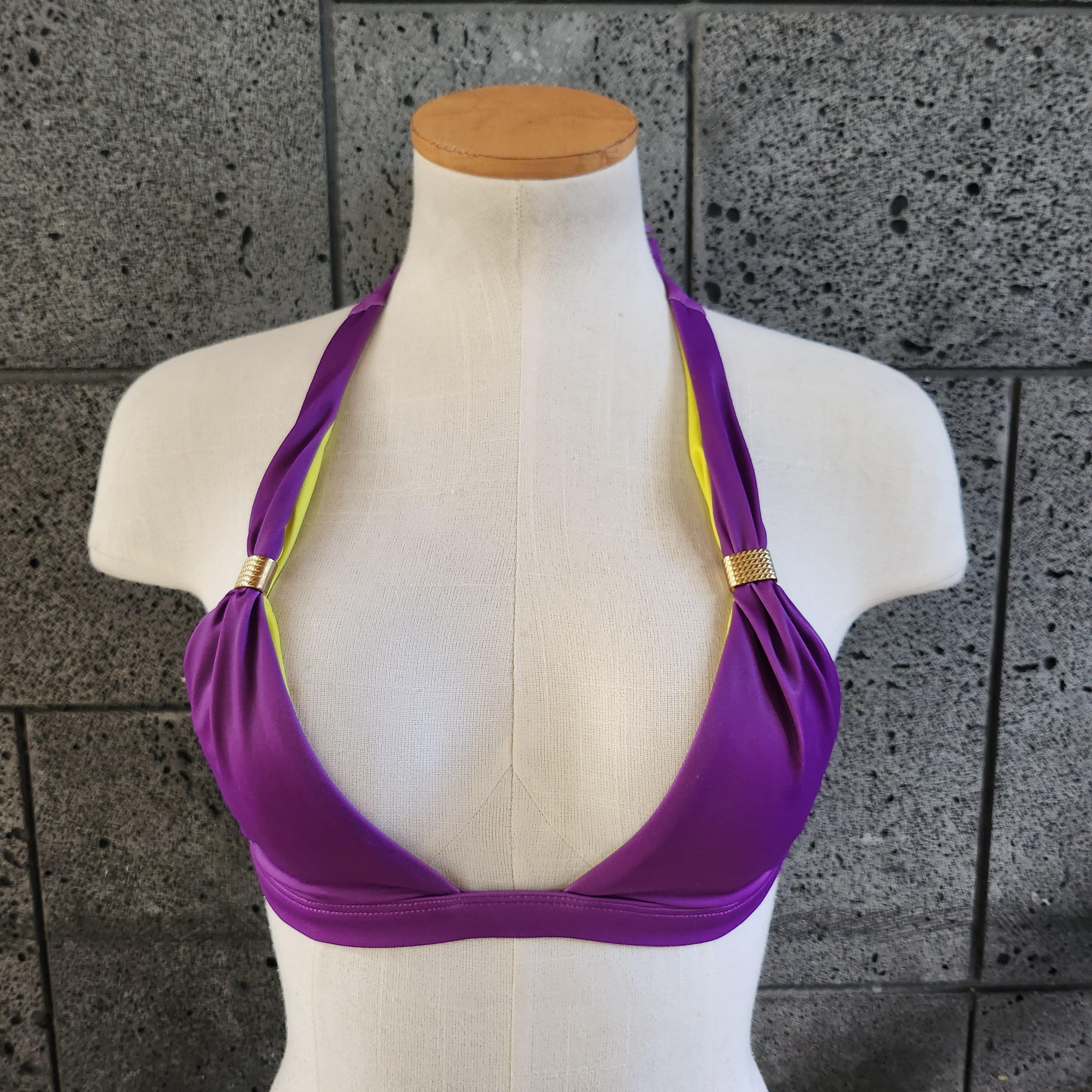 Loco Boutique Purple Ribbed Triangle Bikini Top
