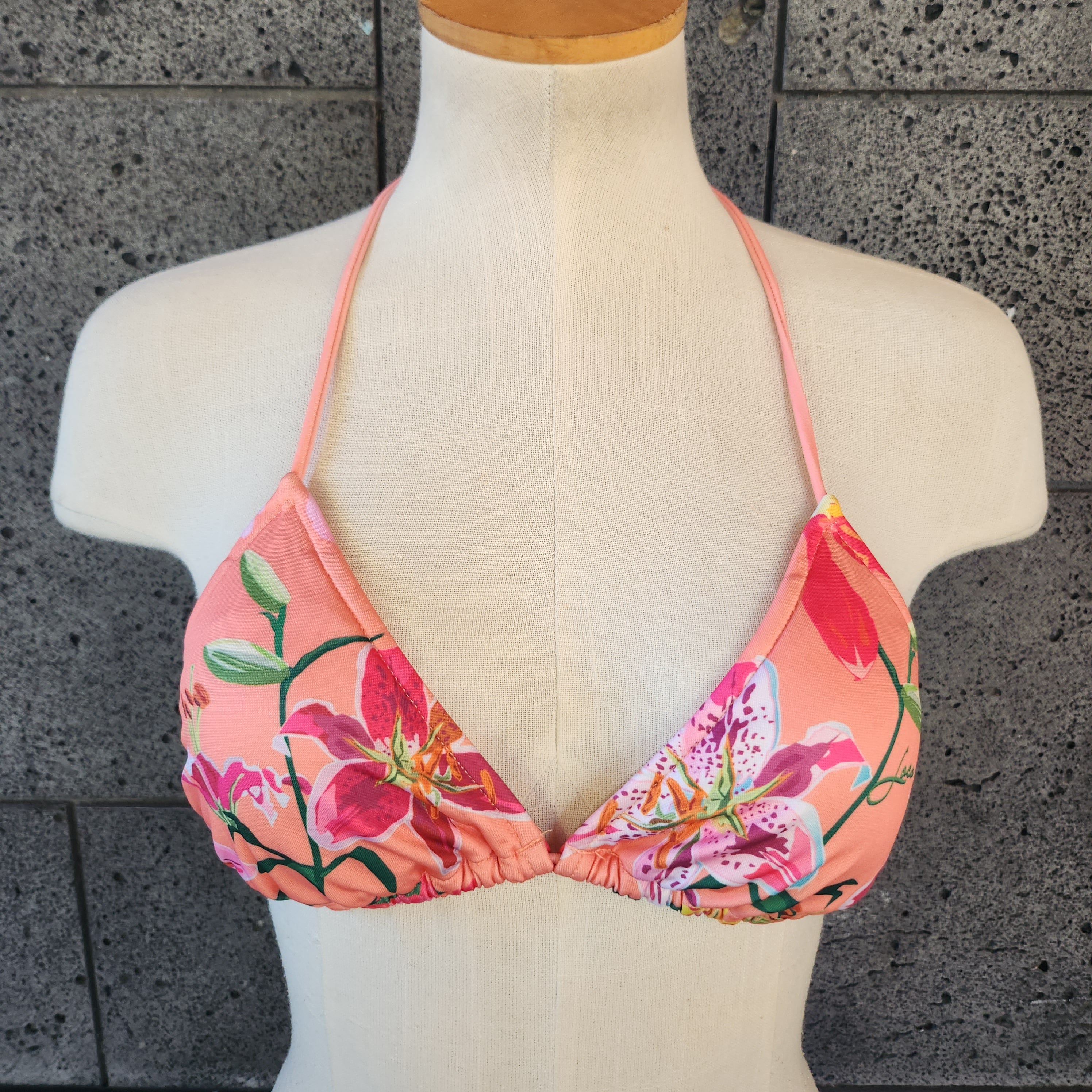 Loco Boutique Woman's Tropical Orchid Sliding Triangle Bikini Top