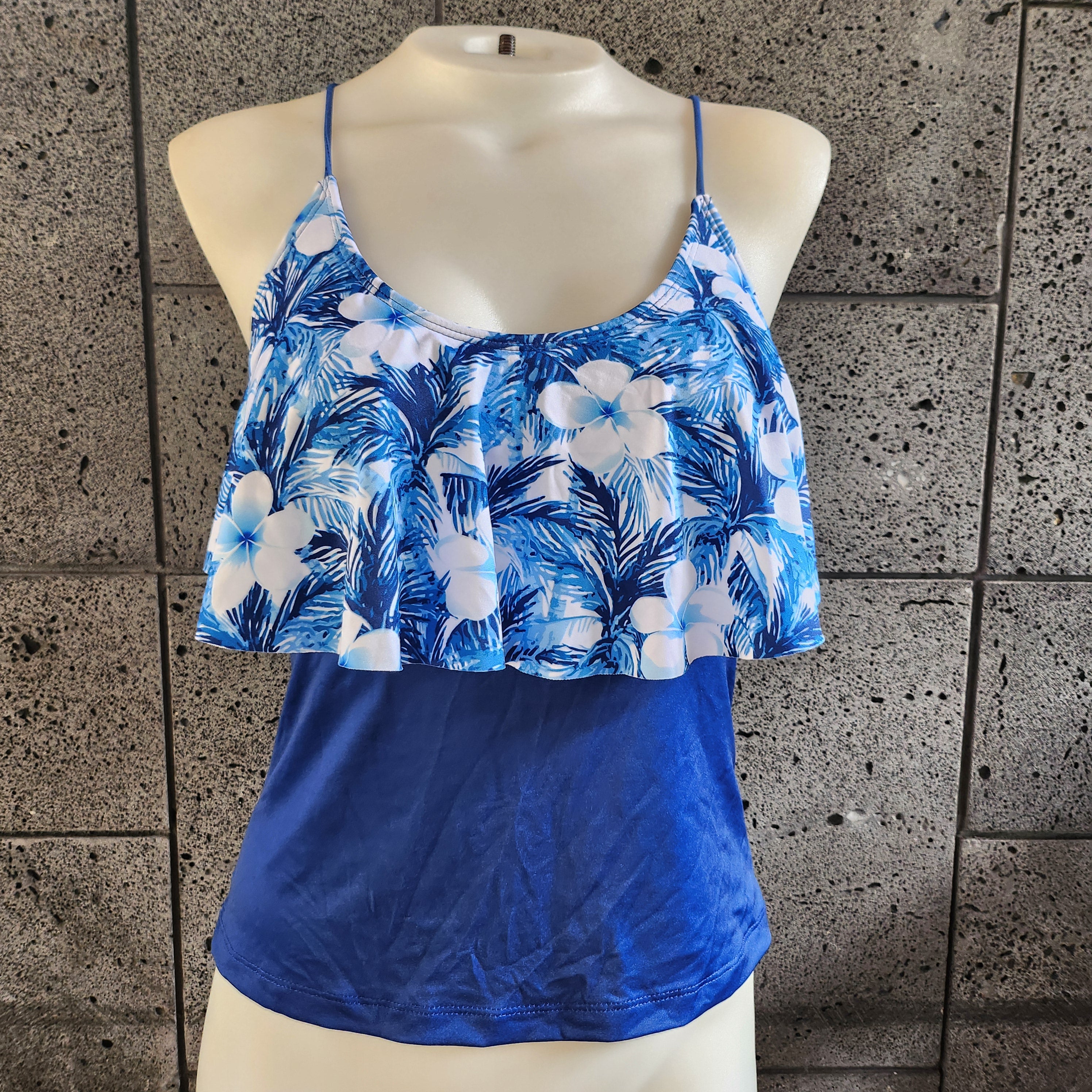 Plumeria & Palm Flounce Front Tankini