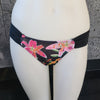 Loco Boutique Woman's Tropical Orchid Side Ruched Bikini Bottom - BLACK / XS