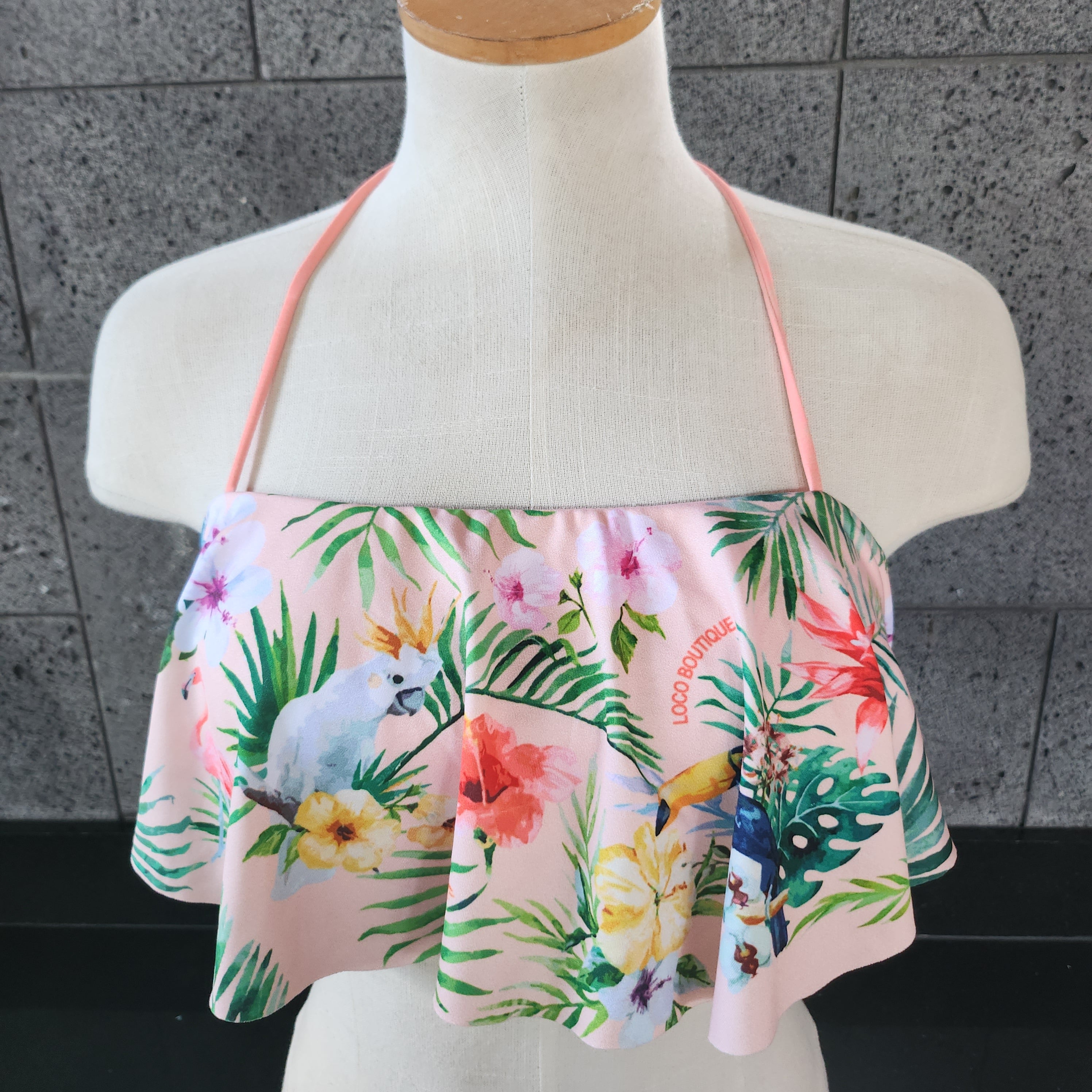 Loco Boutique Tropical Bird Long Flounce Bandeau