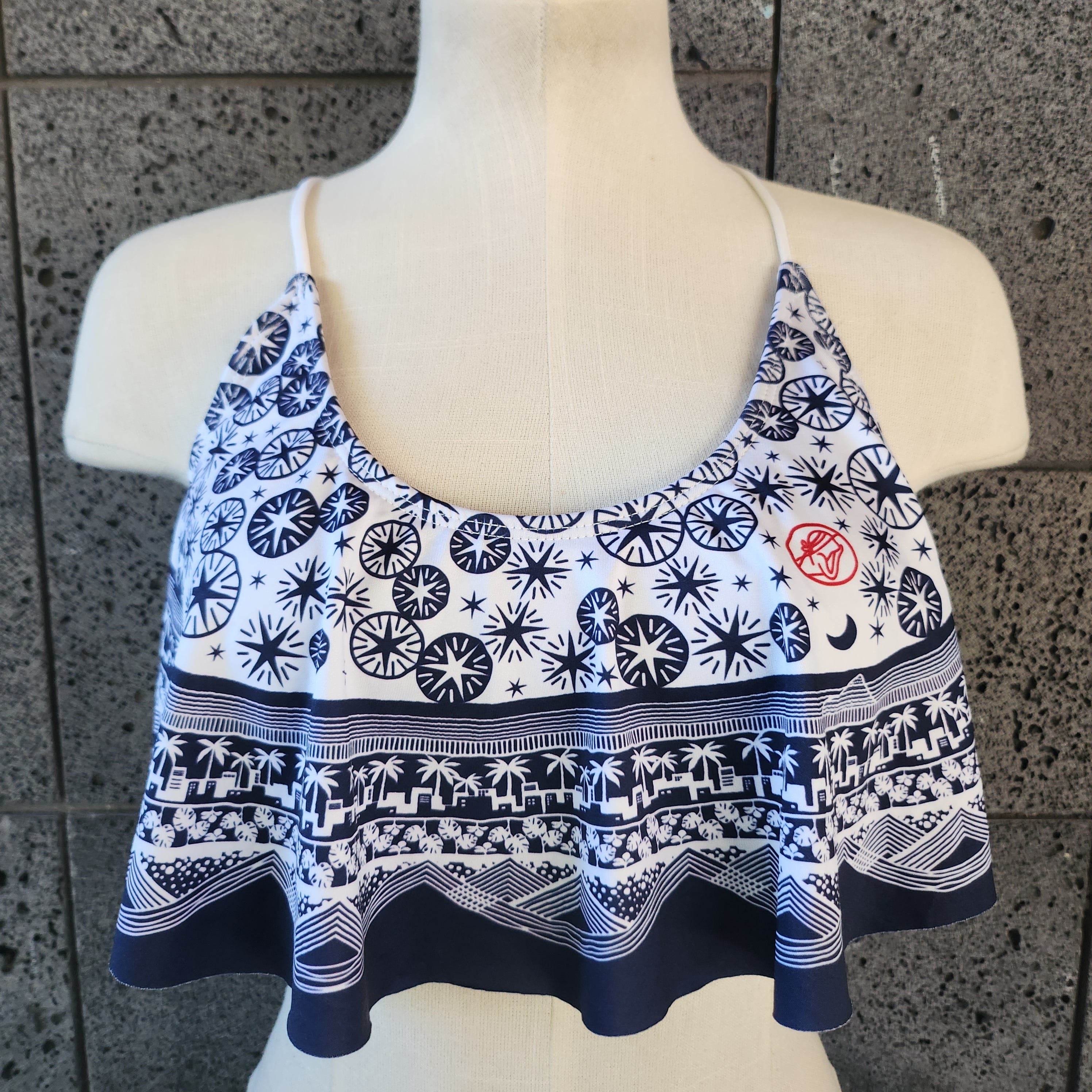 Loco Boutique Waikiki Fireworks Flounce Crop Top