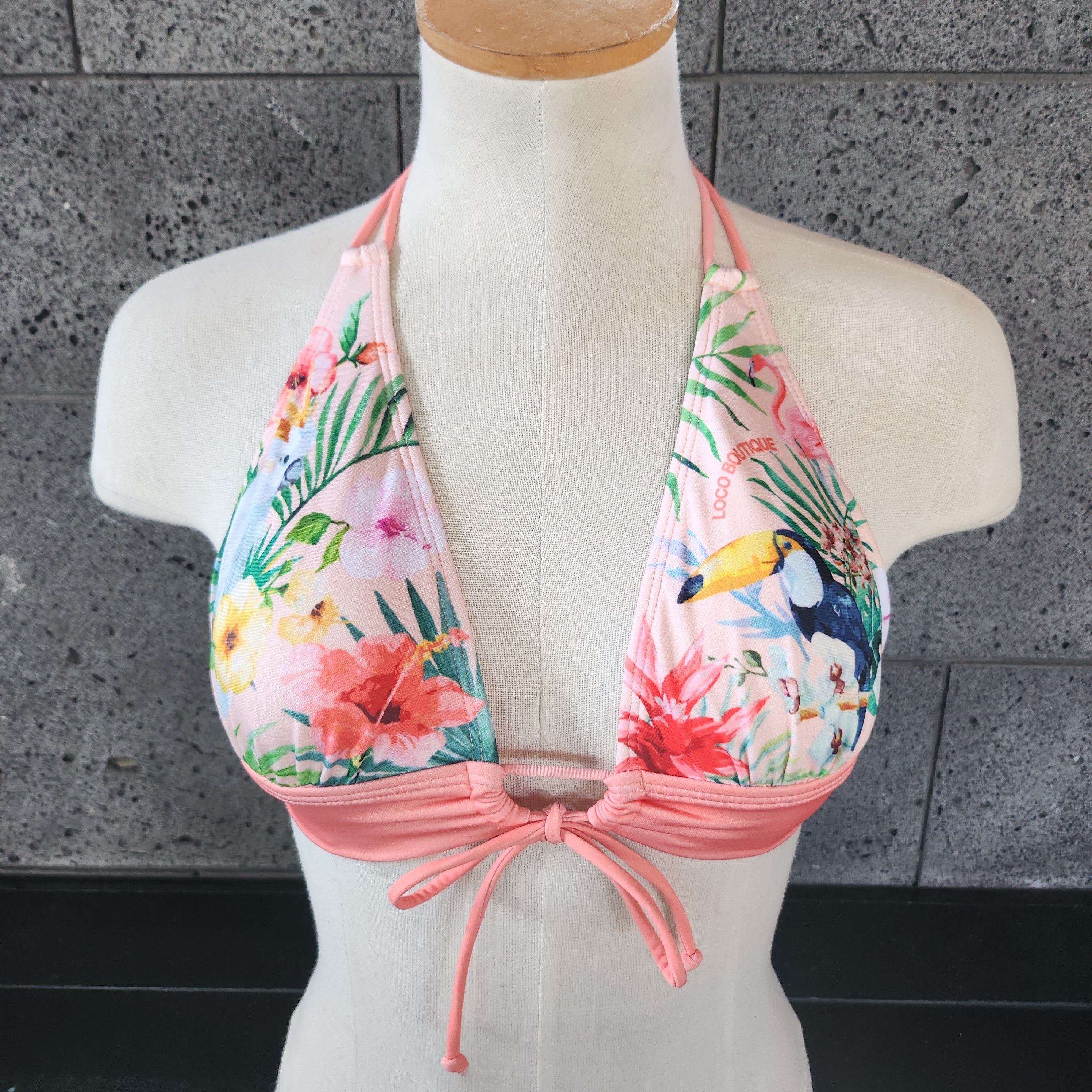 Loco Boutique Tropical Bird Keyhole Front Banded Chest