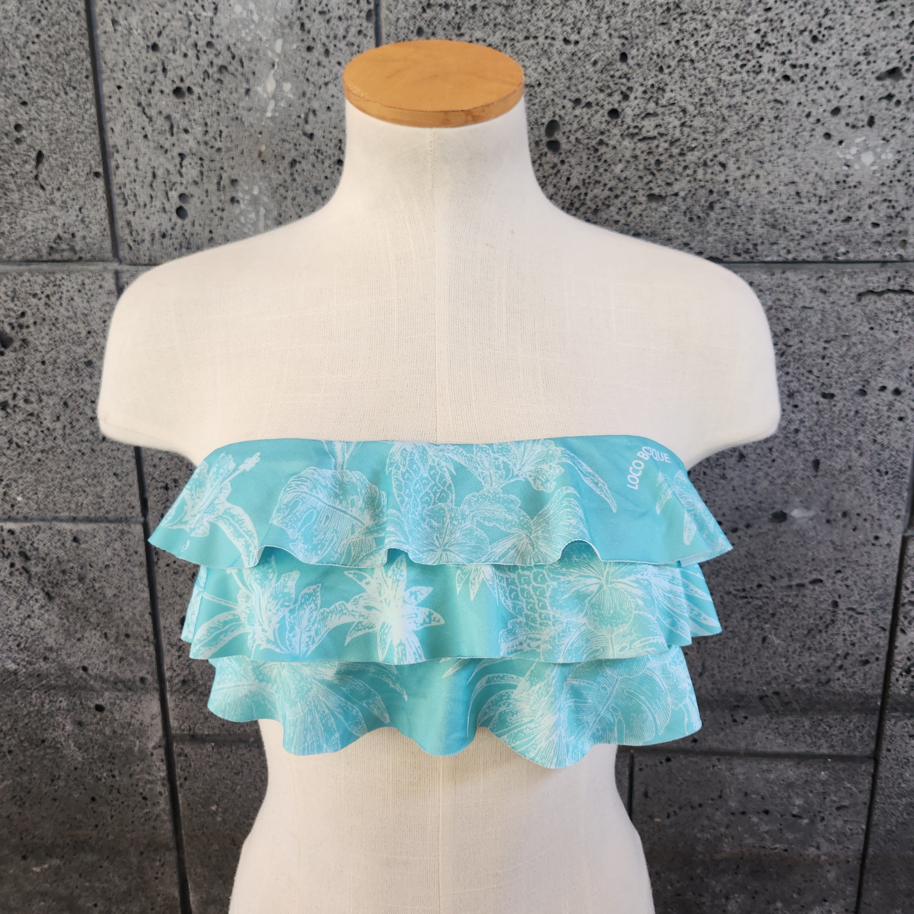 Loco Boutique Lagoon 3-Tier Flounce Bandeau Bikini Top