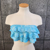 Loco Boutique Lagoon 3-Tier Flounce Bandeau Bikini Top - LIGHT BLUE / S