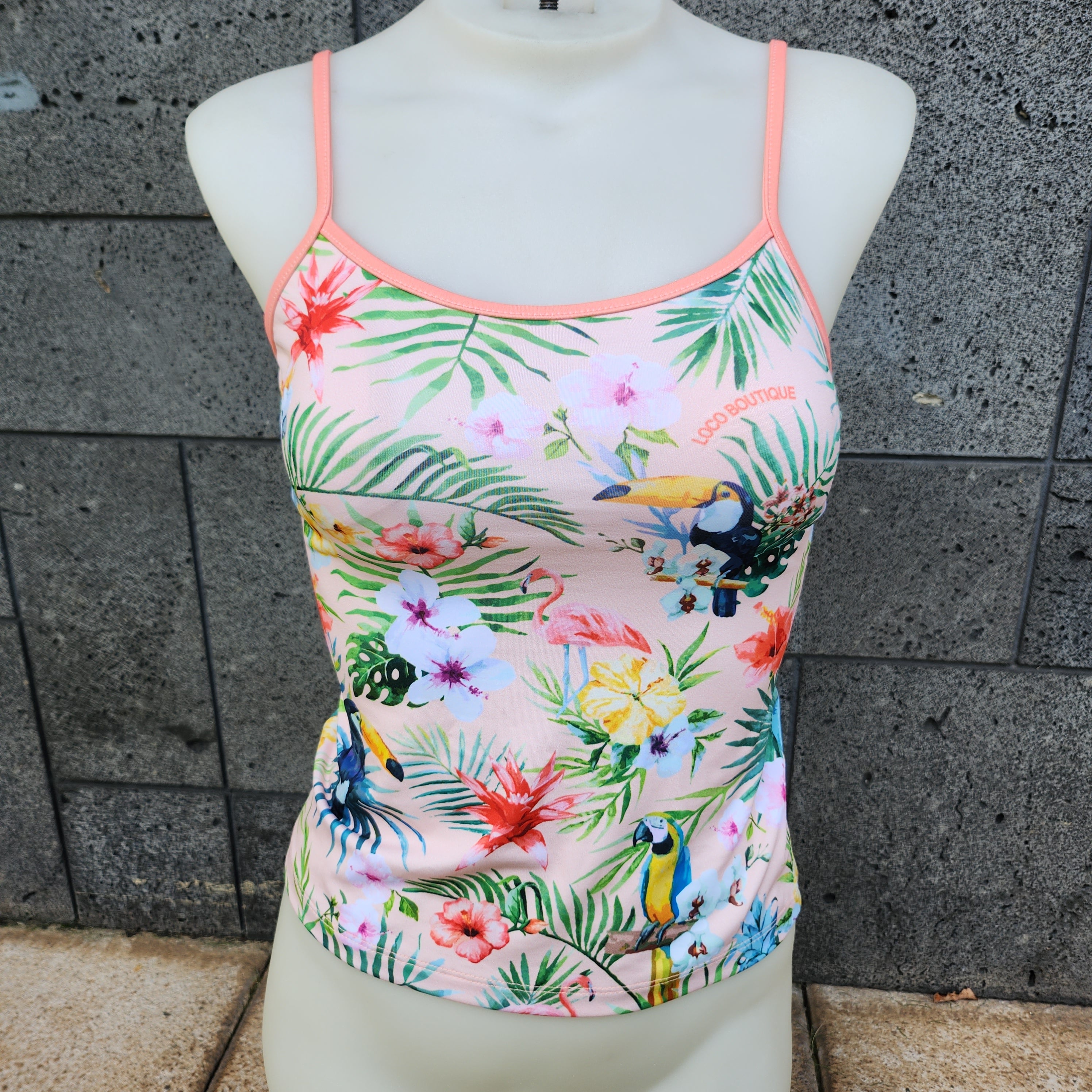 Loco Boutique Woman's Tropical Bird Cami Tankini