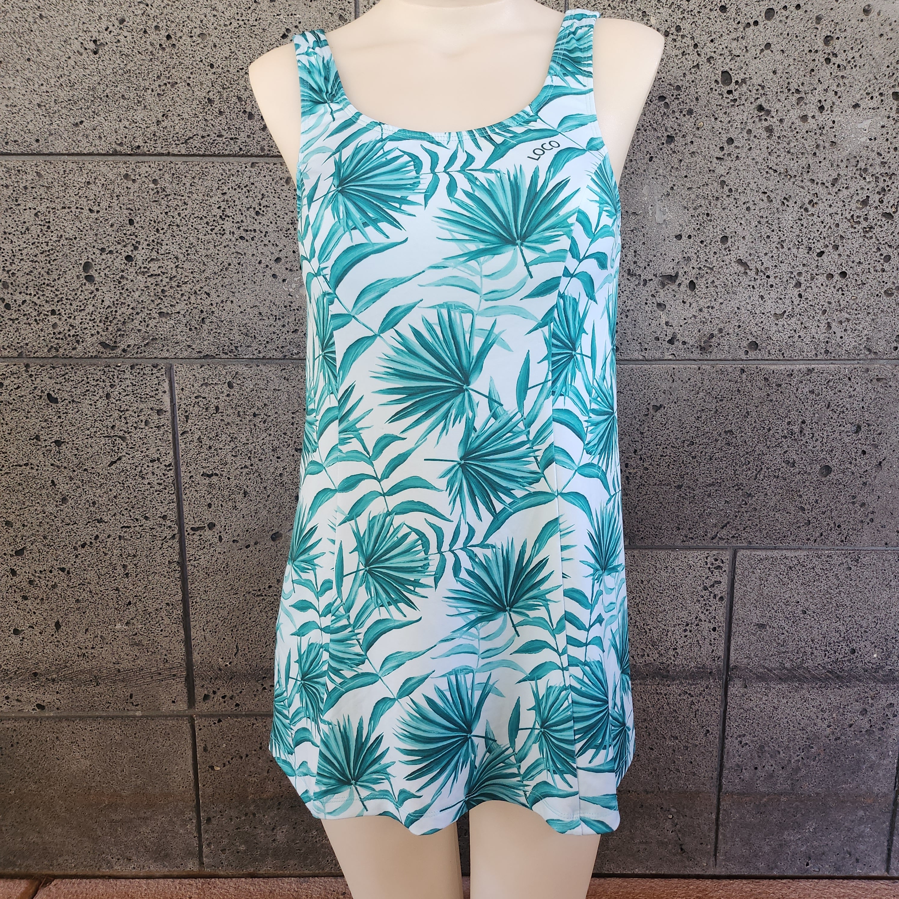 Loco Boutique Tropical Leaves Princess Seam Swim Dress