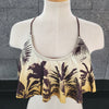 Shadow Stripe Flounce Crop Top - GOLD / XS