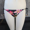 Loco Boutique Woman's Tropical Orchid Cinched Back Side Ties Bikini Bottom - BLACK / XS