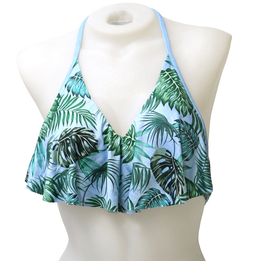 Palm Leaves Long Flounce Front Underwire - Loco Boutique