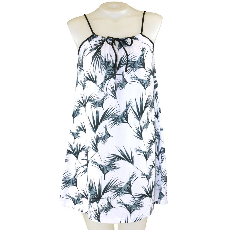 Floating Palm String Gathered Short Dress - Loco Boutique