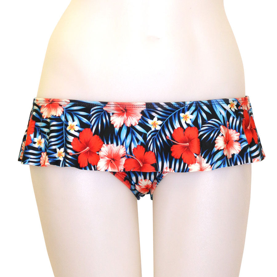 Red Hibiscus Skirted Bottom - Loco Boutique