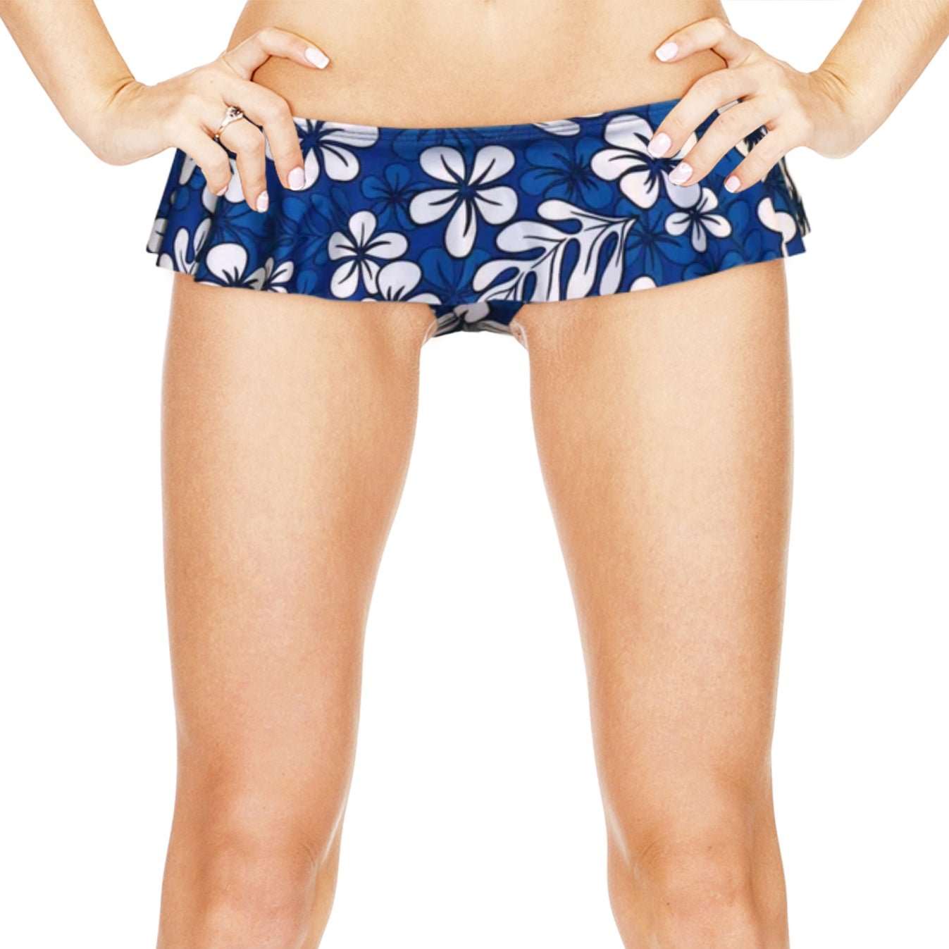 Loco Boutique Blue Plumeria Skirted Bottom