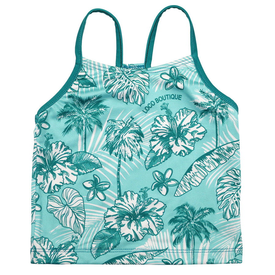 Hibis and Palm Kid's Racer Back Tankini - Loco Boutique