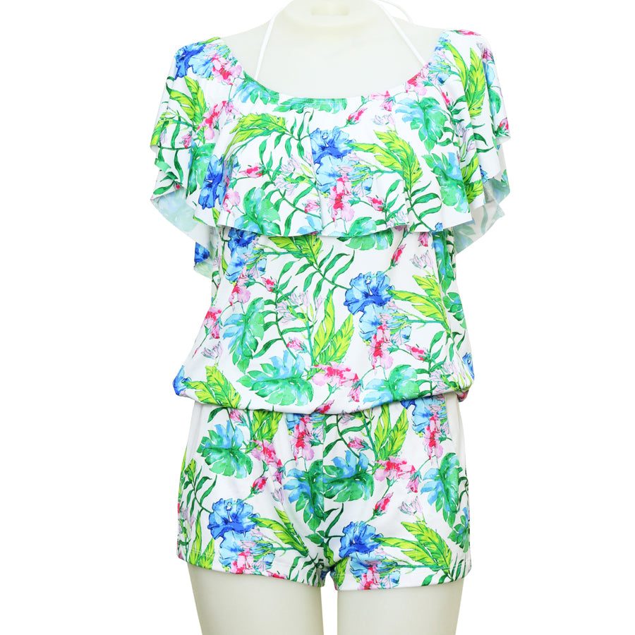 Mono con hombros descubiertos en color agua