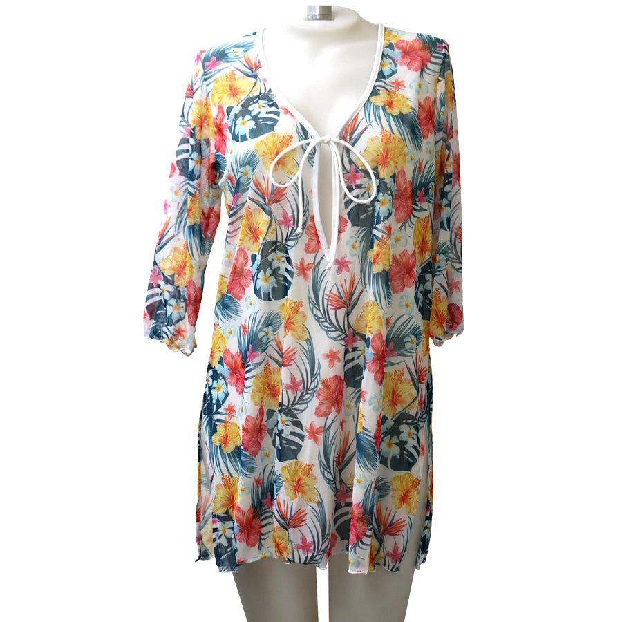 Hawaiian Flower Tunic Cover Up