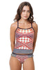 Loco Boutique Batik Stripe Double Sided Ruffles - NAVY / XS