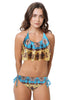 Loco Boutique Crest Flounce Crop Top - Turquoise / L